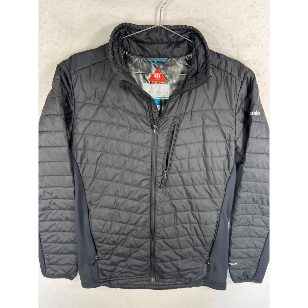 Columbia Omni-Heat Puffer Jacket Mens Small Black Hybrid Insulated Full Zip - Picture 2 of 13